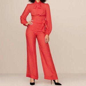 Agent Provocateur Pennie Red Silk Polka Dot Pants